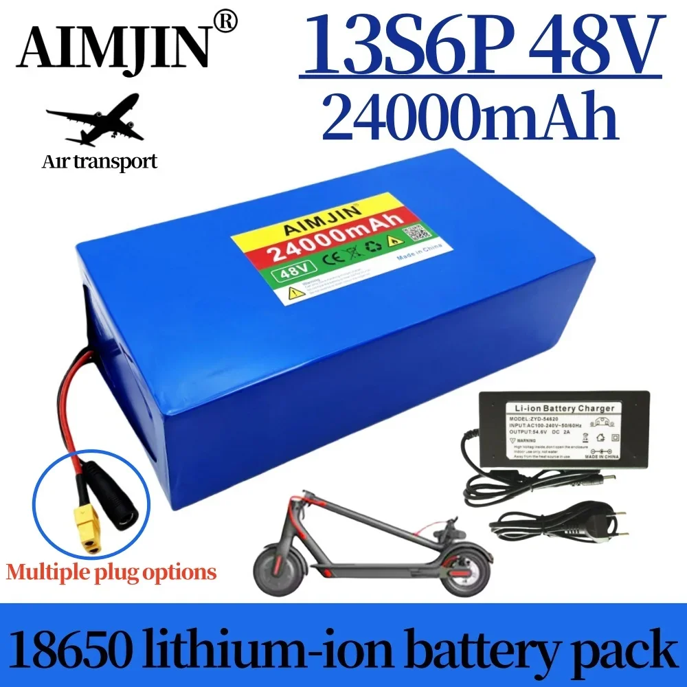 NEW 48V 24000mAh 13S6P 18650 Li-ion Battery Pack 2000W Citycoco Motorized Scooter Battery Built In 50A BMS+54.6V 2A Charger