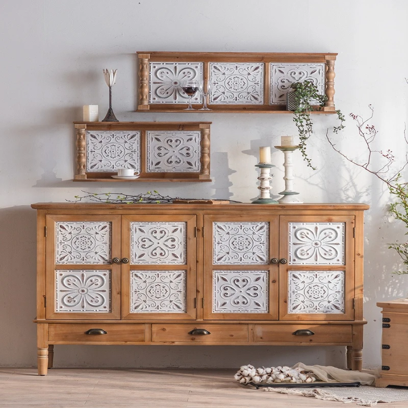 

Solid wood living room furniture dining side cabinet retro chest bedroom living room