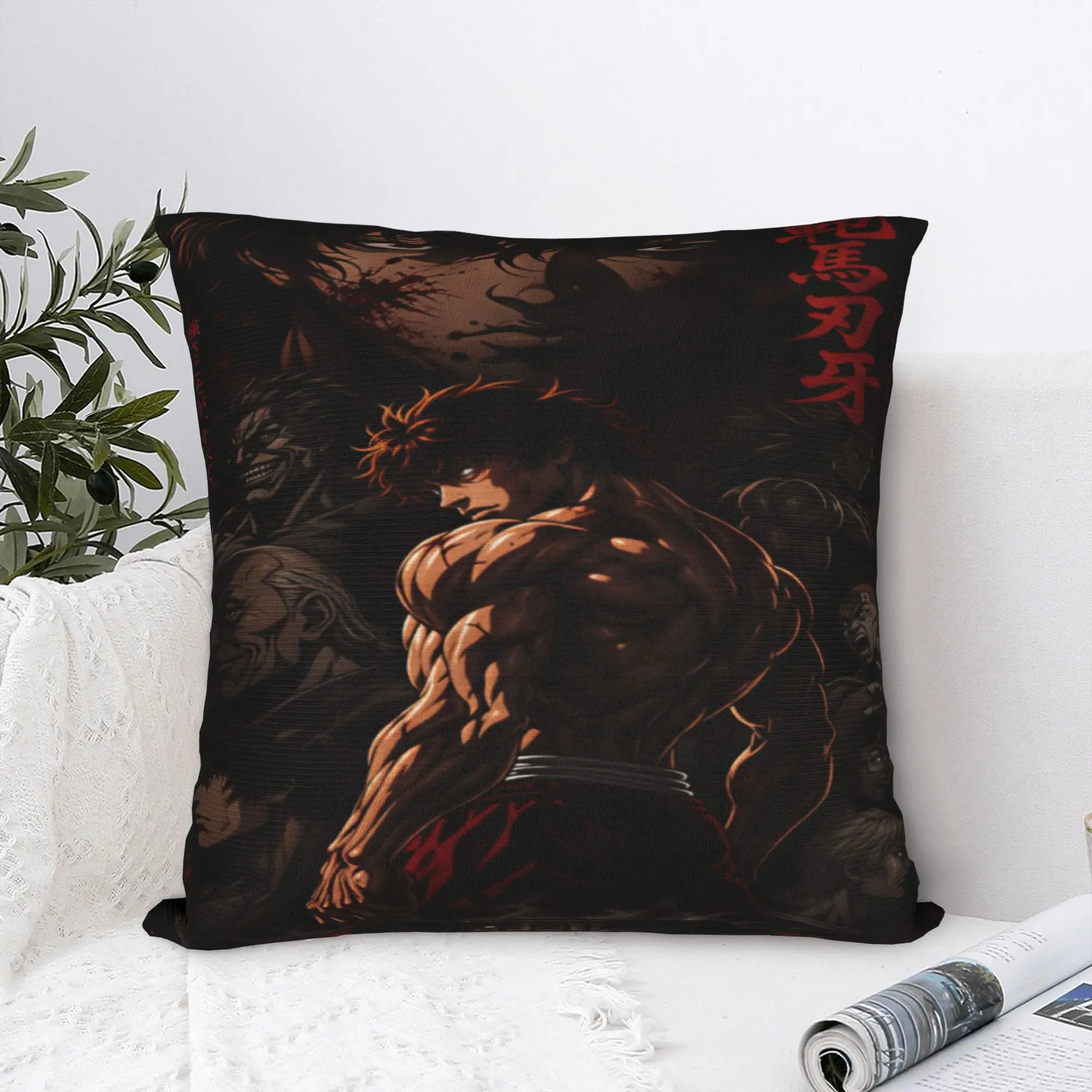 Anime B-BakiBaki Yujiro Hanma  Pillow Cover  Graphic Cushion Cover Morden Pillow Case For Chair Sofa Home Decor