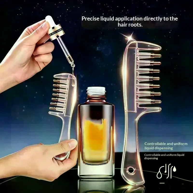 Unisex Essential Oil Applicator Massage Comb With Built In Reservoir Rolling Metal Teeth For Hair Beard Grooming Tool