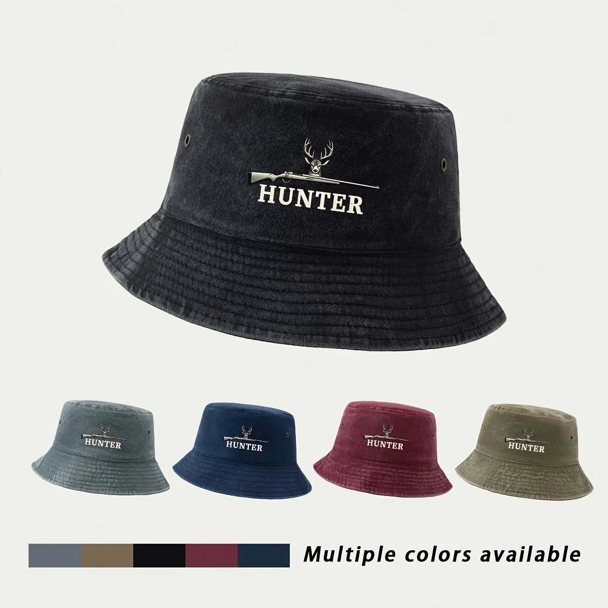 High-Quality Hunter Stag Antler Rifle Print Fisherman Hat Fishing Lure Essential Fishing Cap Foldable Storage Easy Portable Buck
