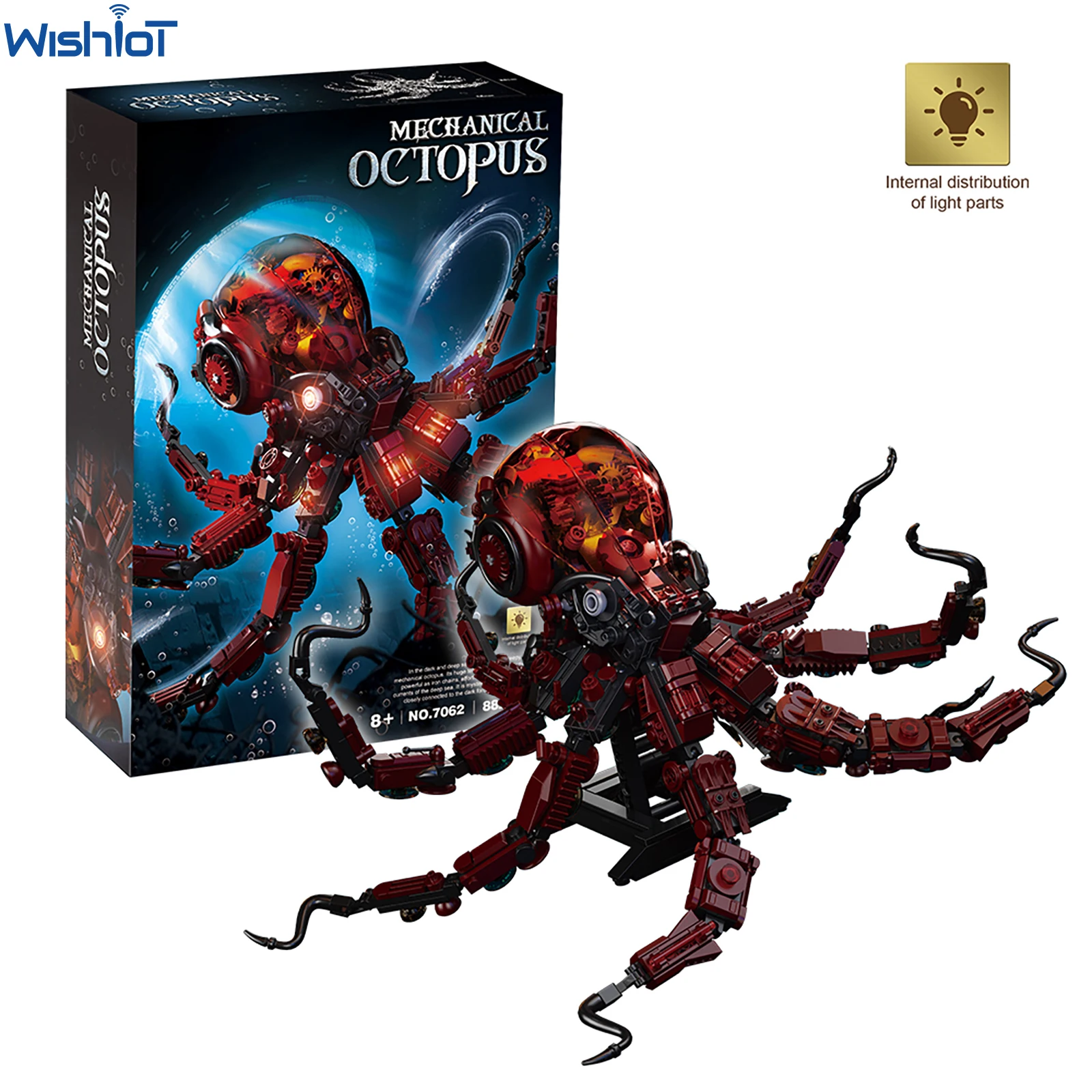 

MOC Mechanical Octopus Model STEM Buidling Blocks Toy Collectible Mecha Model with Lighting Idea Birthday Gift for Kids Boys