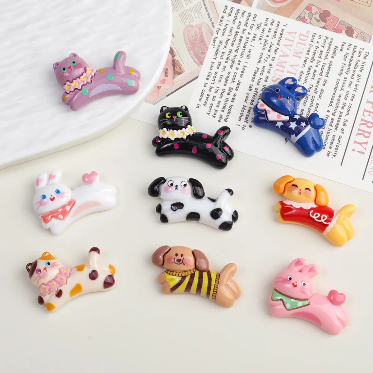 10 шт. новые милые смоляные кролики, собаки, кошки, плоская задняя часть для маникюрных деталей, украшения, банты для волос, аксессуары 10 шт. новые милые смоляные кролики, собаки, кошки, плоская задняя часть для маникюрных деталей, украшения, банты для волос, аксессуары