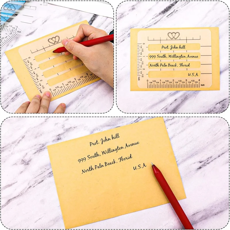 4Pcs Envelope Addressing Guide Stencil Envelope Address Stencil Templates Ruler Guide Straight For Journal Invitation