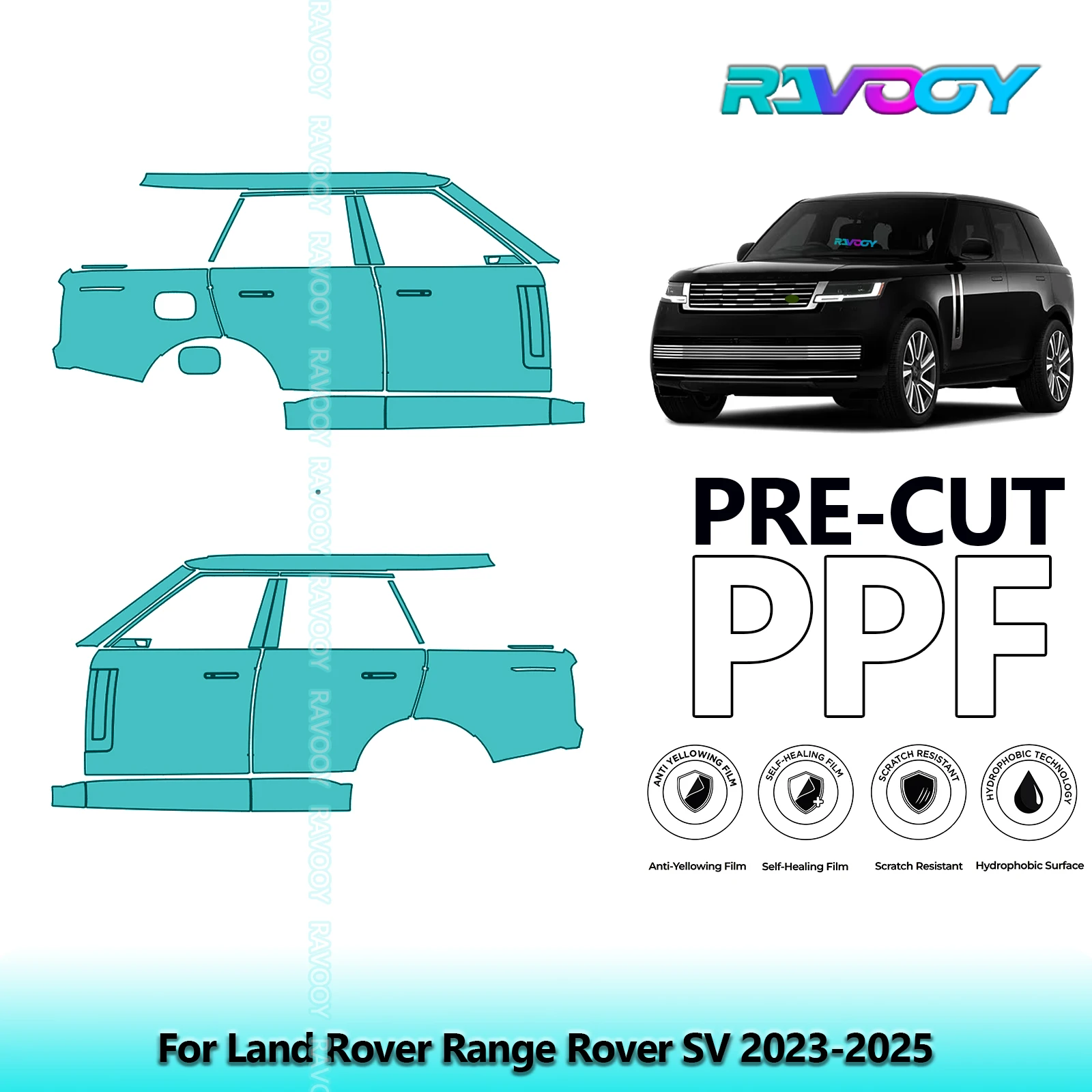 

For Land Rover Range Rover SV 2023-2025 8.5mil Clear Matte Pre-Cut PPF Door & A/B Pillar Kit TPU Paint Protection Film Set