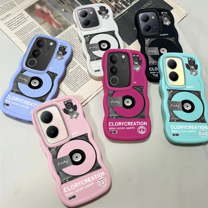 Rechts Lucky Happy Wave Telefon Fall Für VIVO V25 V27 V27e V29 V29e V30 V30e Y03 Y17 Y17S Y22s Y28 Y29 Y36 Y39 Y400 Y78 Soft Cover