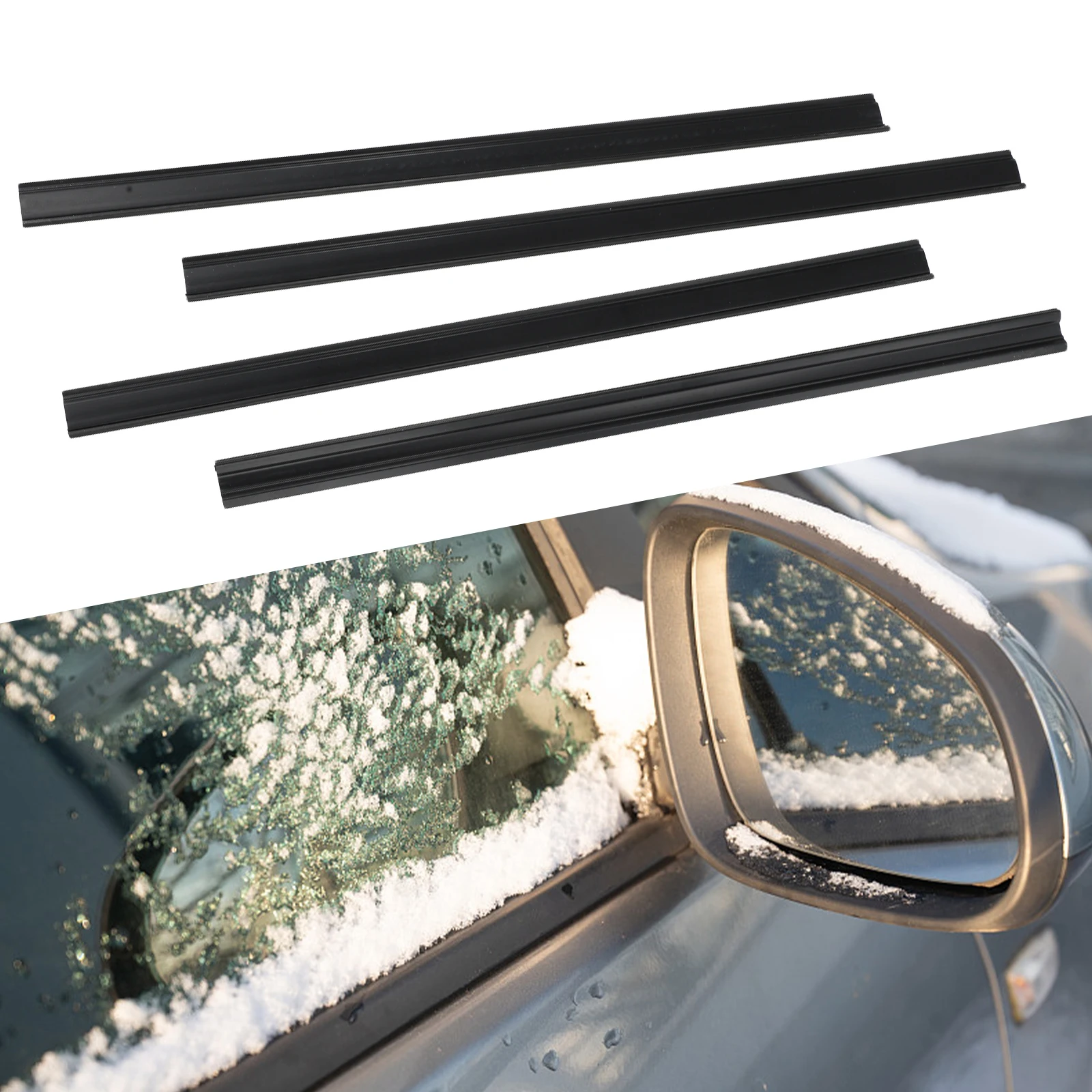 

4pcs Rubber Side Window Wiper Car Water Mist Removal Wipers Blades Rain Snow Wiper Waterproof Gap Filler Strip