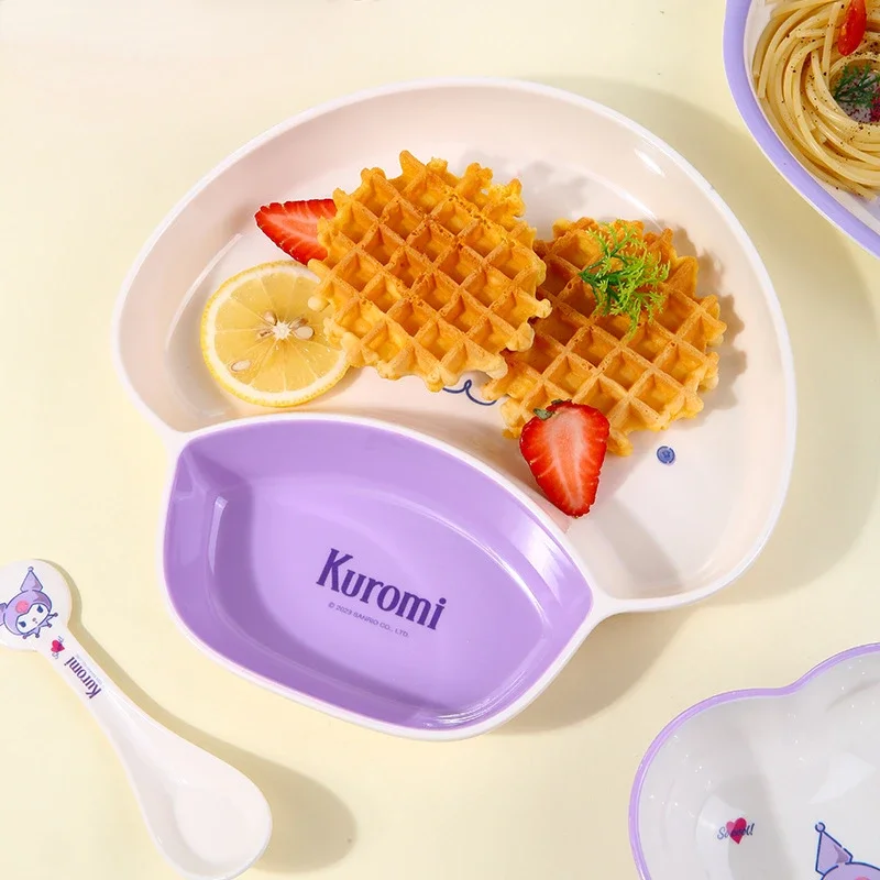 Sanrio Kuromi Cartoon Anime Character Kawaii Children Breakfast Rice Bowl Anti-fall and Anti-scalding Holiday Commemorative Gift