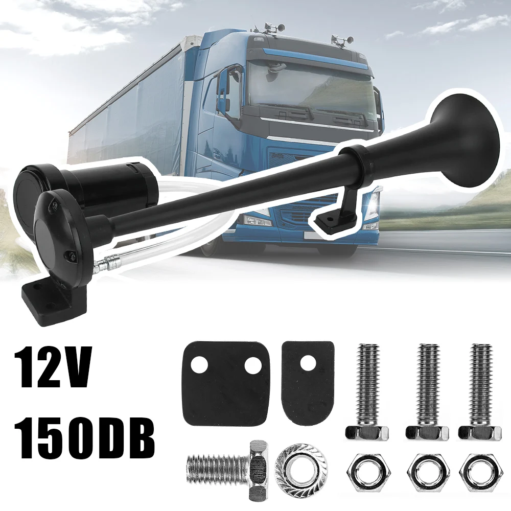 

Car Air Horn Super Loud Single Trumpet Compressor 17inch 150DB Universal For Car Truck Train Moto 180 Hertz Horn 12V