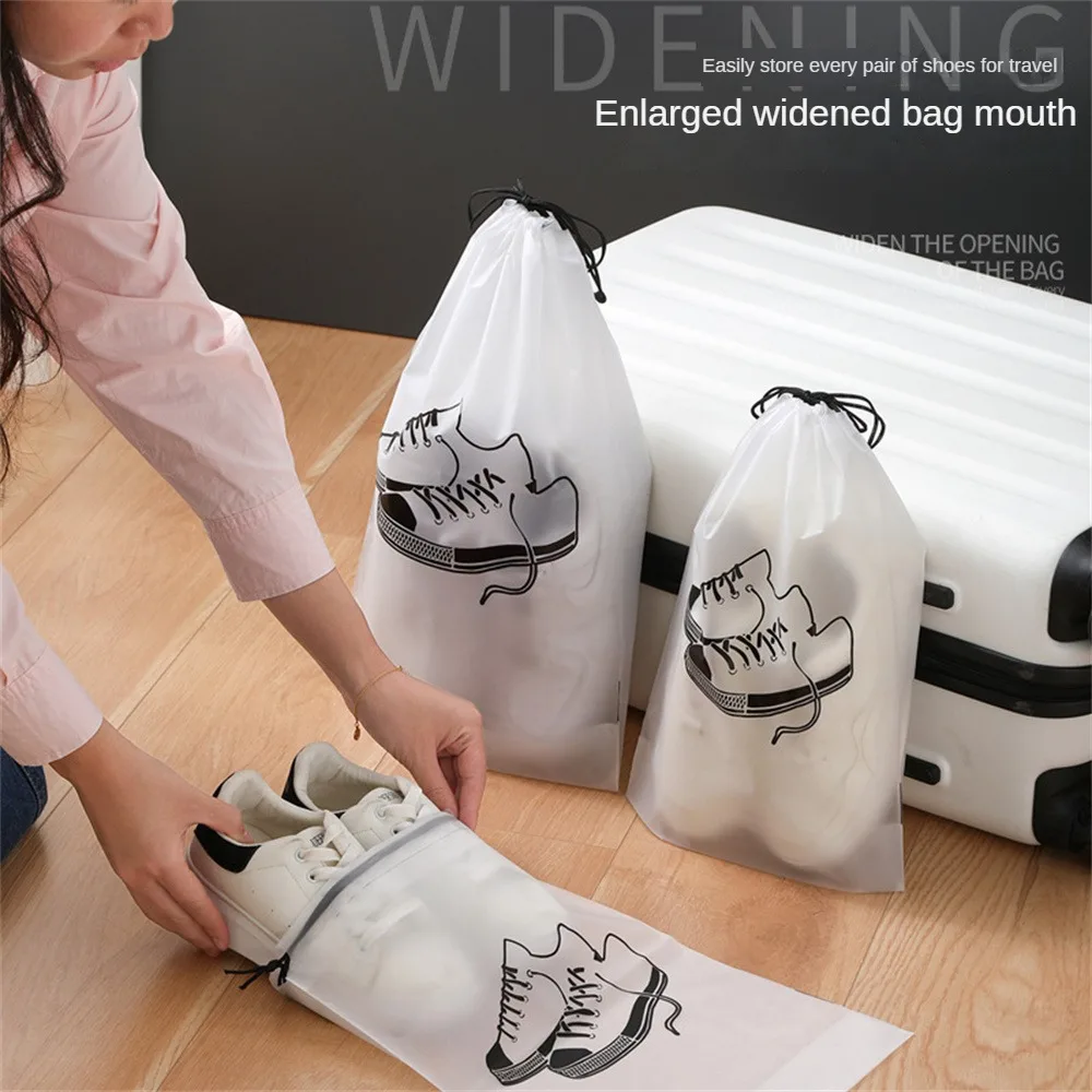 Shoe Bag Household Convenient Water Proof Carry Foldable Frosted Daily Tidy Dust-proof Capacity Travel Port Drawstring