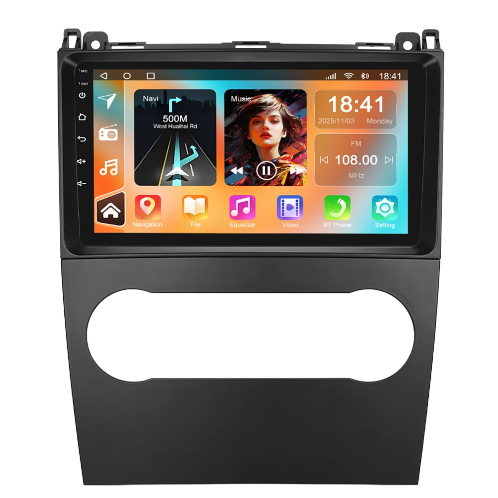 Podofo Kabelloses CarPlay Autoradio für Mercedes Benz B-Klasse/A-Klasse 2008-2011 Autoradio 8+128G 9 Zoll IPS Bildschirm 4G WIFI Android Auto