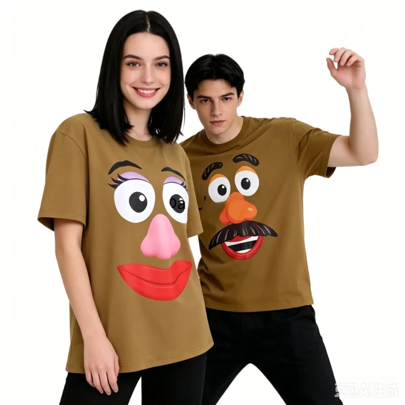 T-shirt Cosplay Anime M. Mme Pomme de Terre pour Hommes et Femmes, Impression 3D, T-shirt Décontracté, Vêtements de Costume d'Été pour Couple