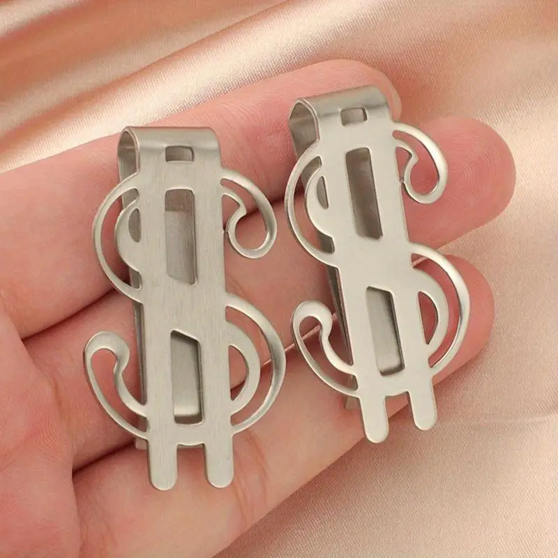 5Pcs Slim Money Clip Stainless Steel Cash Bills Credit Clip New Dollar Design Fashion Coin Banknote Cash Clamp Holder