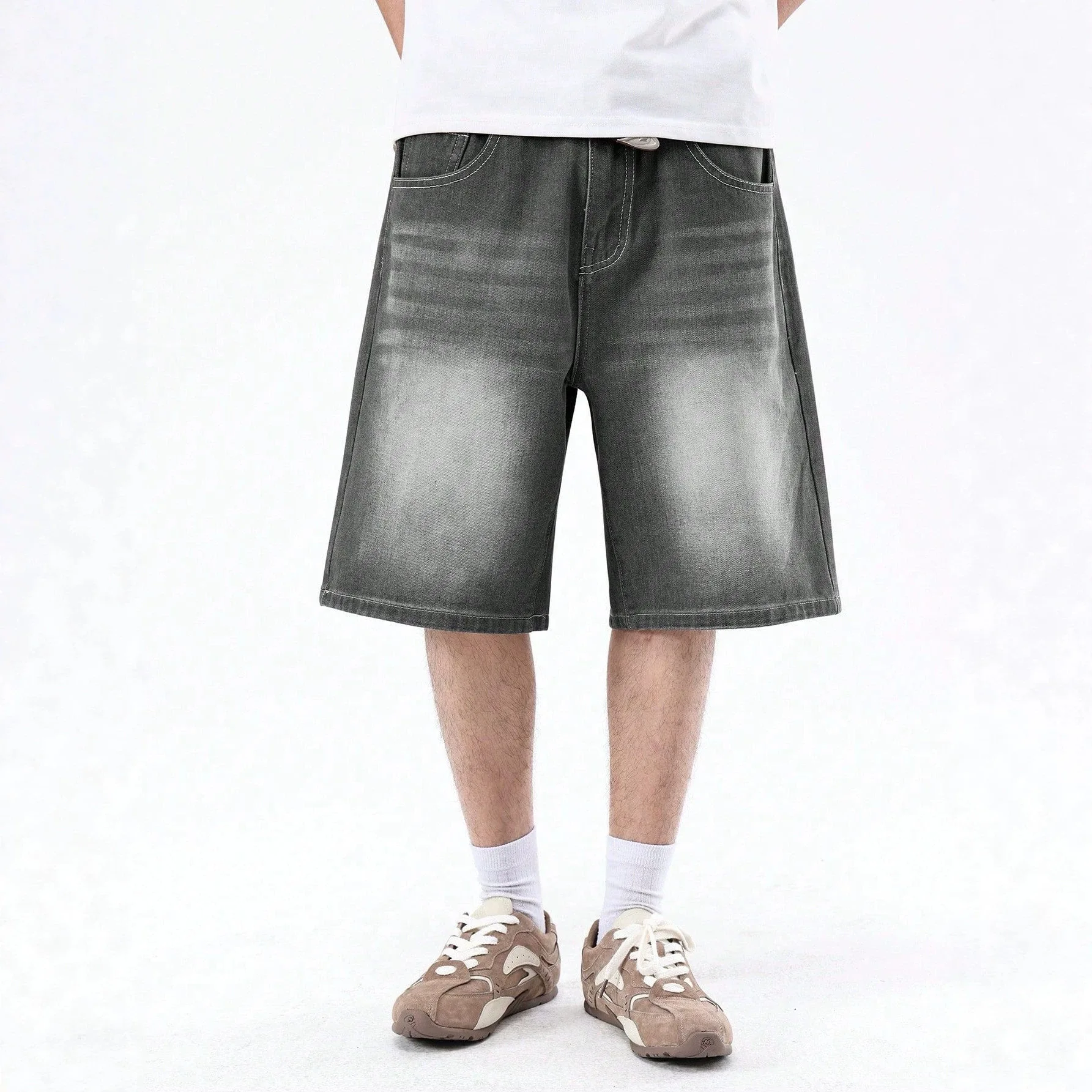 2026 Summer New Men's Versatile Jeans Shorts Personalized American Straight Five-point Pants