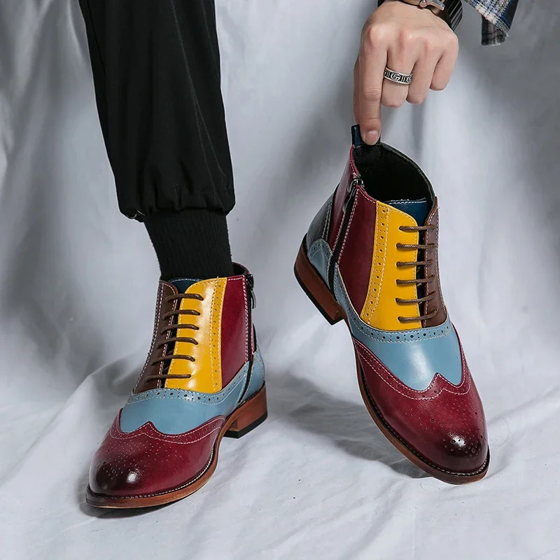 الذهبي الشتلة تشيلسي أحذية الرجال أزياء الترفيه الرجال التمهيد خليط الأحذية الجلدية الشقق عارضة الأعمال الأحذية