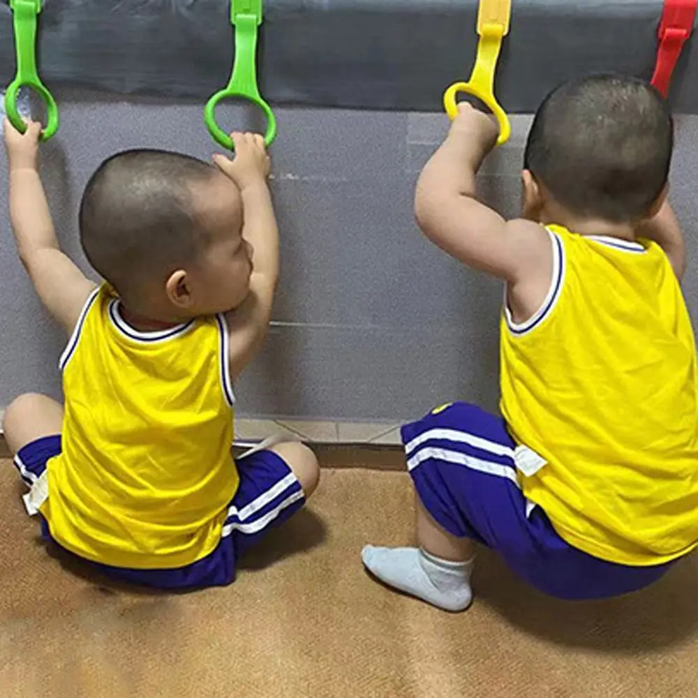 Ayuda al soporte para bebé, anillos de cama para parque infantil, ganchos para cuna de bebé, anillo de tracción, ganchos para uso, juguetes para bebé