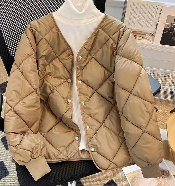 

Parkas Womens Real Rabbit Fur Fall Polyester Quilted Buttonless Cropped Preppy College Uniform Unique Stylish Modern Slim Tender