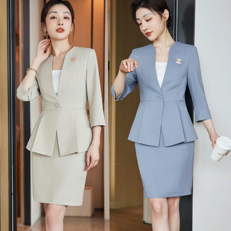 

Half Sleeve Business Suit Suit Female Summer Hotel Front Desk Fashion Tailored Suit Tooling Jewelry Shop Beautician Work Clothes