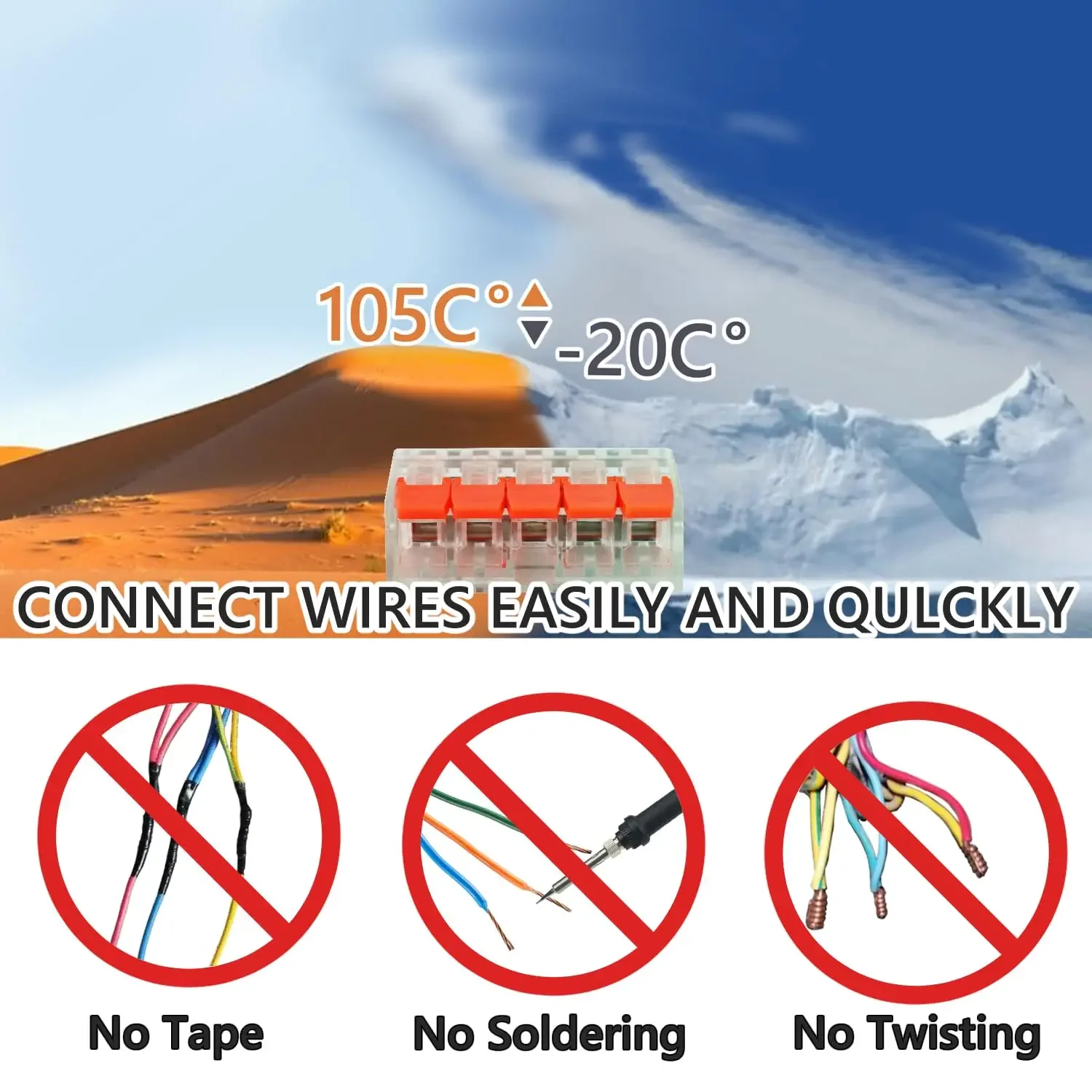 يتم استخدام موصلات أسلاك الرافعة، حزمة تصنيف الموصل المدمجة، للأسلاك المرنة الصلبة الذين تقطعت بهم السبل مع 2 و5 منافذ