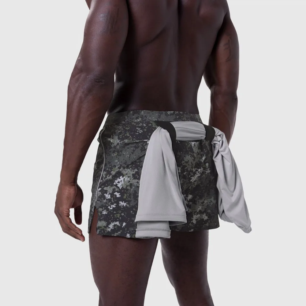 شورت للتمرين على الطراز الأمريكي للرجال، شورت جري عاكس سريع الجفاف بطول فوق الركبة #3