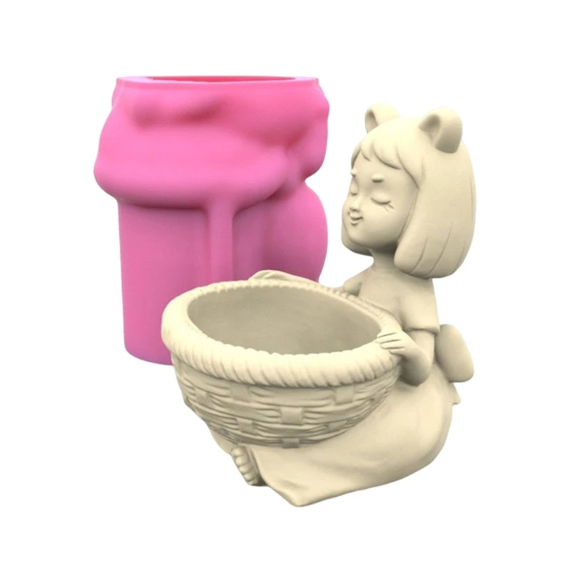 

Girl Dustpan Concrete Silicone Mold Succulent Flowerpot Clay Cement Plaster Molds DIY Home Garden Flower Pots Mould