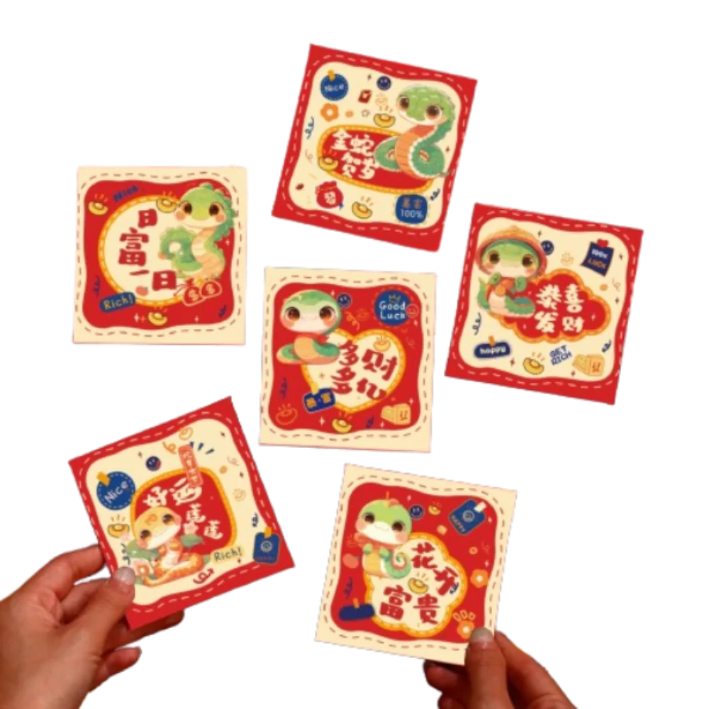 

6pcs Cute 2025 Snake Year Red Envelopes Traditional Hongbao Lucky Money Bag Blessing Thickened Good Lucky Red Packets Bonus