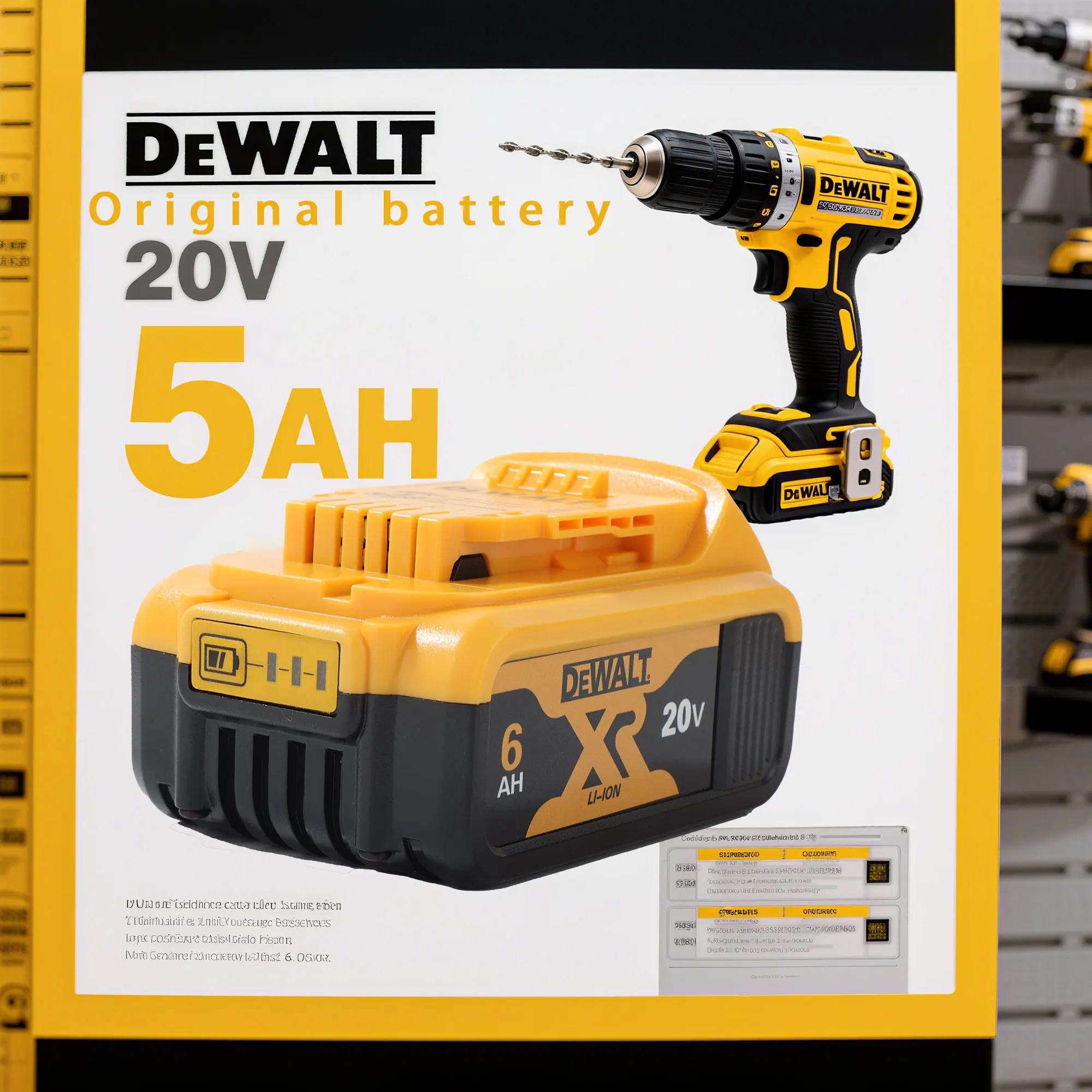 Originální baterie Flexvolt DEWALT 20V/60V DCB606 DCB182 DCB205 DCB206 DCB209 pro elektrické nářadí 20V baterie 5AH 6AH 9AH Dewalt - náhled 3
