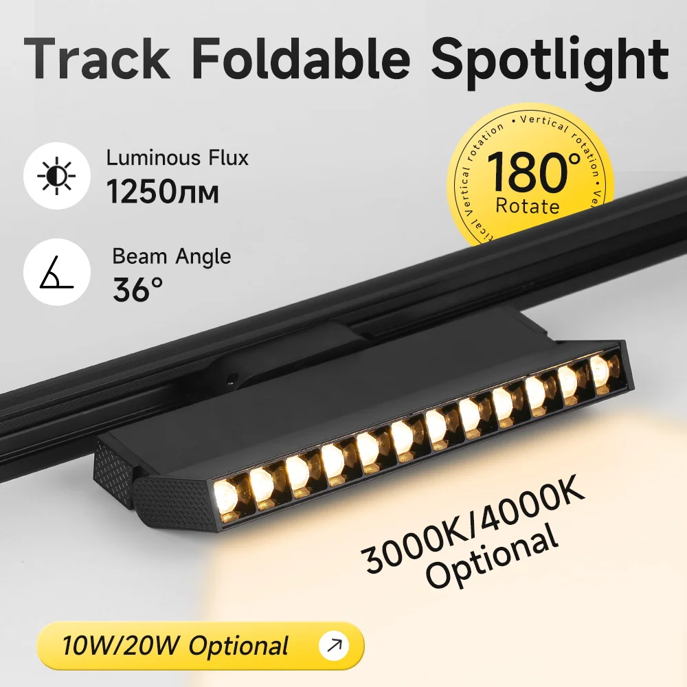 LED Track Spotlight Indoor Rail Ceiling Lamps Collapsible Rail Lights 85-265V Spots Lighting For Store Living Room Kitchen Decor