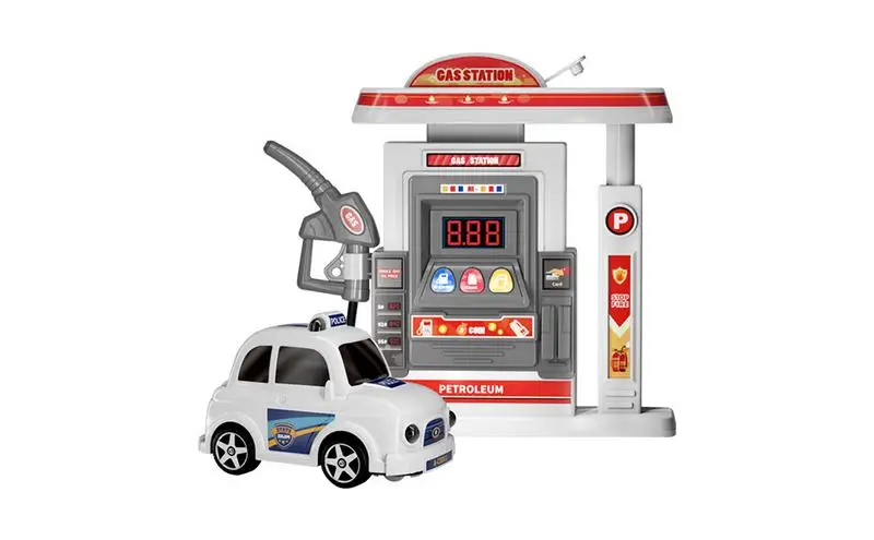 Gass Station And Car Toy Set Simulation Gas Station Alloy Die-casting Taxi Model Vehicle Toy Automatic Toy Gass Station kid Toy