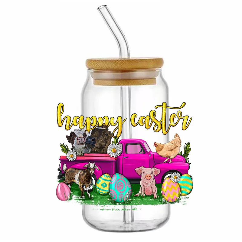 UV DTF Transfer Sticker Easter For The 16oz Libbey Glasses Wraps Bottles Cup Can DIY Waterproof Custom Decals