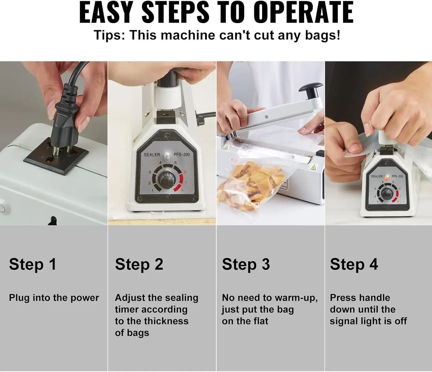 Scelleuse à Impulsion de 8 Pouces avec Mode de Chauffage Réglable, Scelleuse à Sac Rond Rétractable en Aluminium pour Sacs en Plastique Mylar PE PP