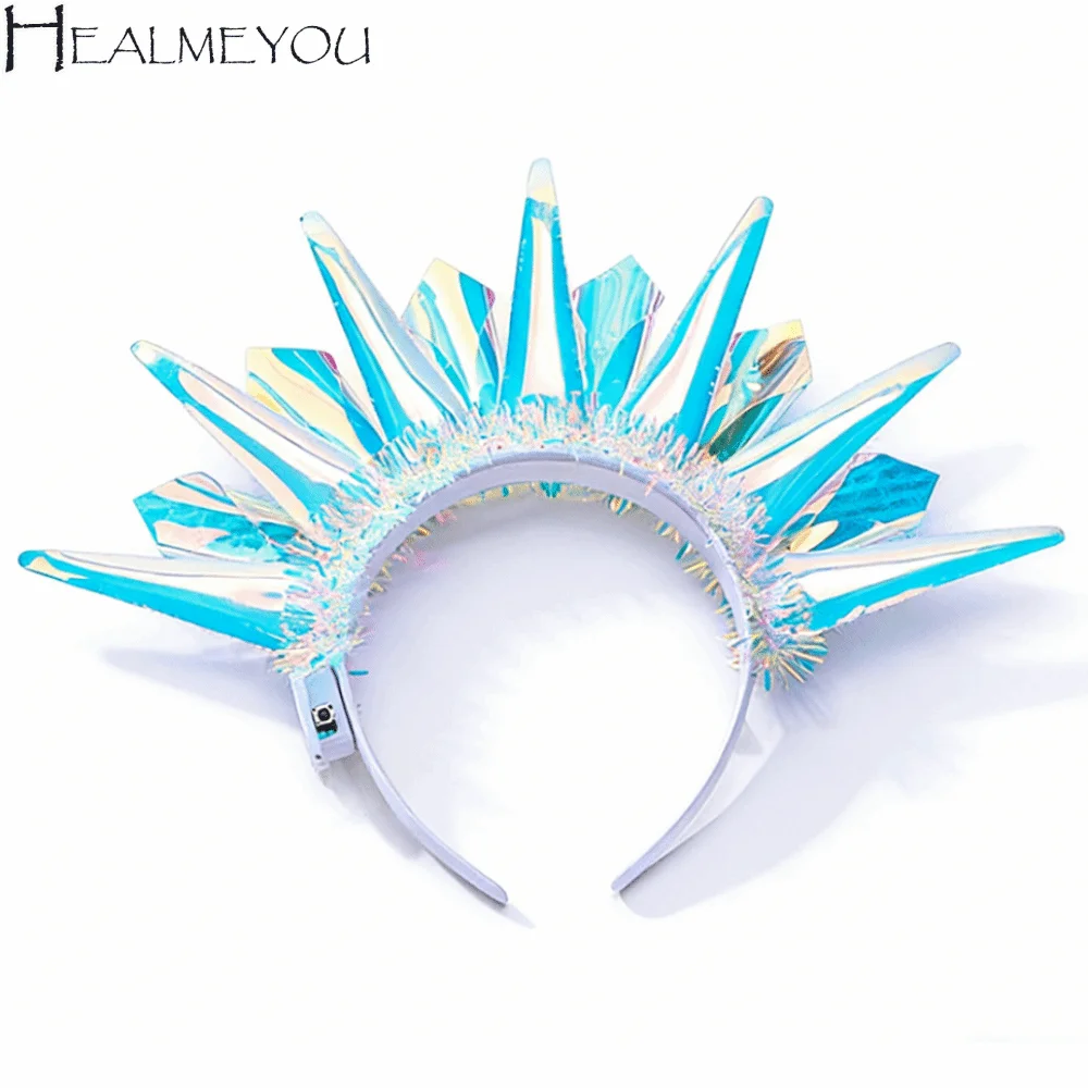 

Gift Colorful Luminous Laser Headband LED Flashing Light Up Hair Hoop Headdress Multi Style Glowing Crown Stage Show