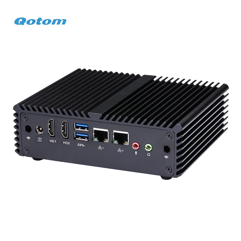 Qotom Mini PC Serie Q30400S Design senza ventola Processore Intel Celeron Core i3 i5 RAM DDR3 integrata mSATA SSD con doppia LAN 24 ore su 24, 7 giorni su 7