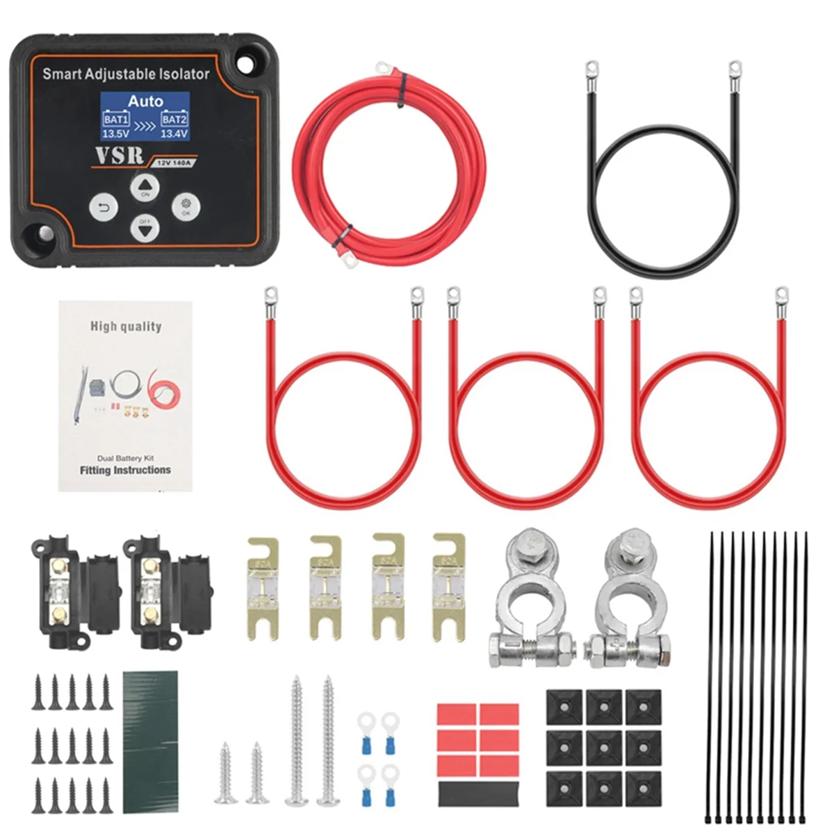 

Smart Car Voltage Dual Battery Isolator 12V 140A VSR Kit for Lithium & Lead-Acid Battery Car Accessories 5 Meters