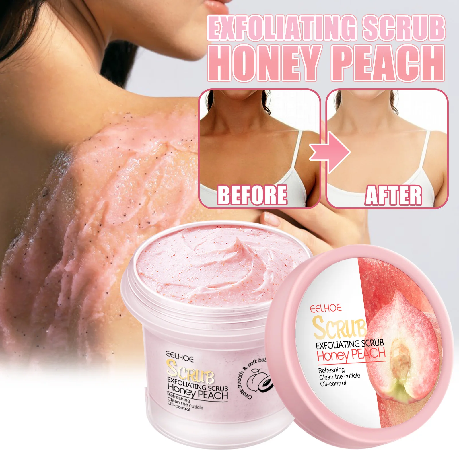 100g Peach Body Scrub Cream Deep Cleansing Skin Tender Skin Cleansing Care Exfoliating Scrub Moisturizing Brighten Body Gel