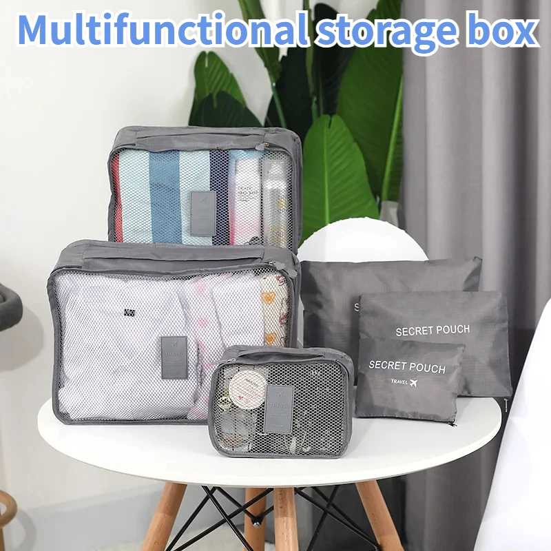 

6 Pcs Travel Clothes Storage Waterproof Bags Portable Luggage Organizer Pouch Packing Cube 3 Colors Set Local Stock Hot Selling