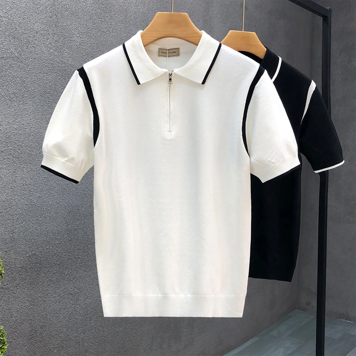 

New Men'S Polo Shirt Stripe High Quality Men'S Clothing Daily Street Short Sleeve Loose Oversized Polo Shirt and Blouses Q05
