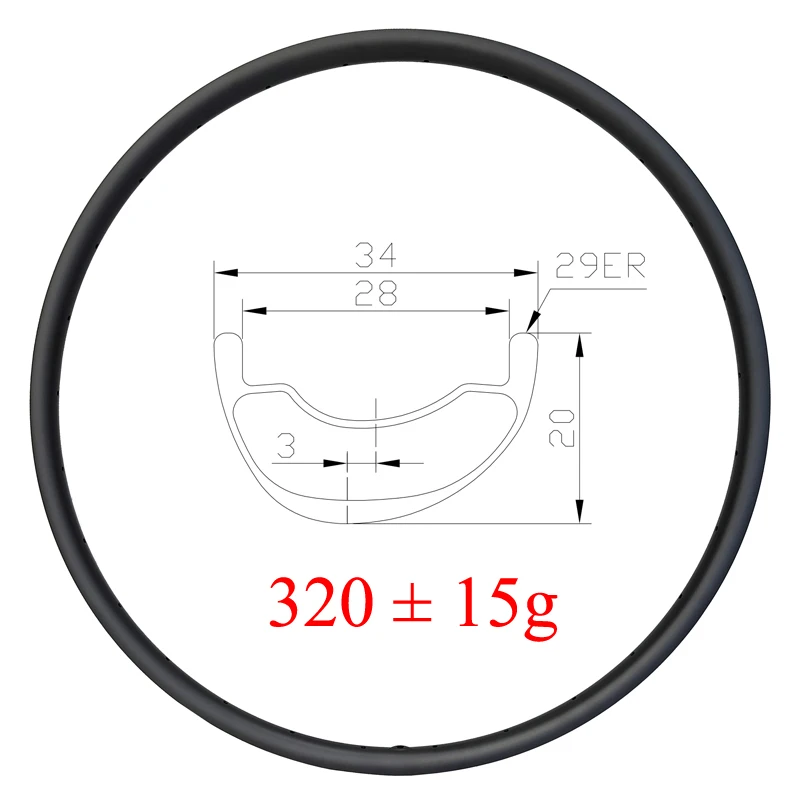 

LIENGU Bicycle Asymmetric Rim 29 Inch MTB XC 34mm SL 320g Tubeless Carbon Mountain Bike Wheel Cross Country Ring 29er 28mm Inner