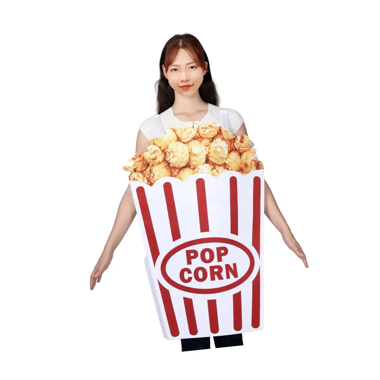Popcorn Theme Cosplay Outfit Comfortable Reusable Jumpsuit for Halloween Costume Party and Masquerade