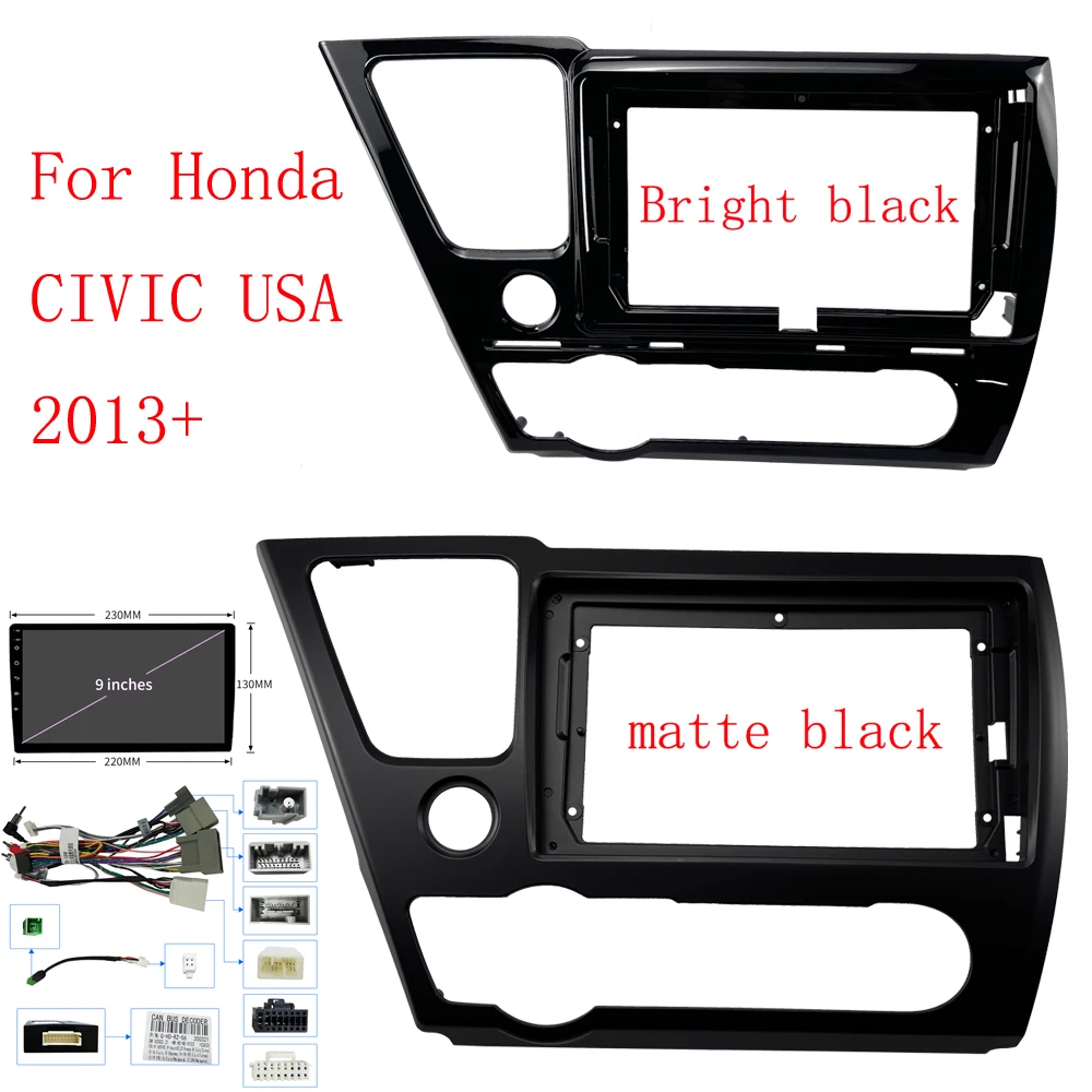 

Car Frame Fascia Adapter Canbus Box Decoder For Honda Civic 2013-2017 Android Big Screen Dash Fitting Panel Kit
