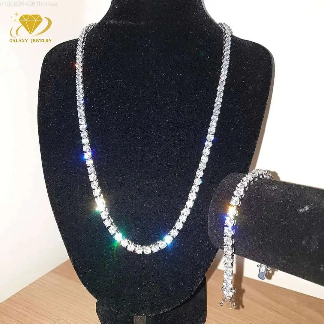 

Pass Diamond Tester Moissanite Chain 18k Gold Plated Necklace Tennis Chain Vvs Moissanite 925 Silver 3mm 4mm 5mm Hip Hop Jewelry