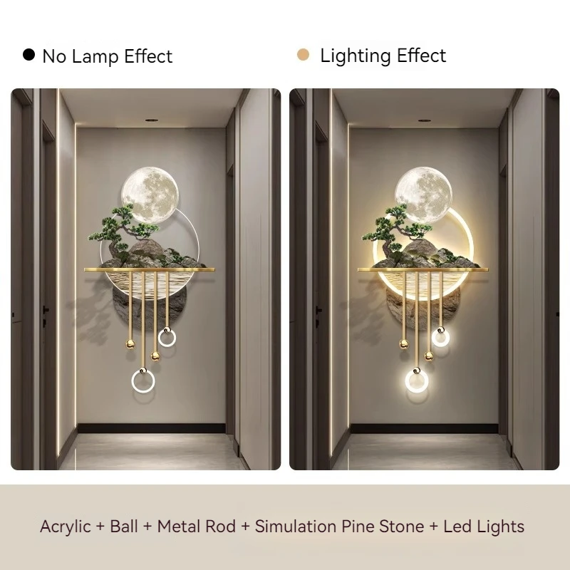 Light Painting Art Wall Home Decoration Luxury Luminous Wall Lighting Painting 3D Stereo Porch Landscape Light Emitting Diode