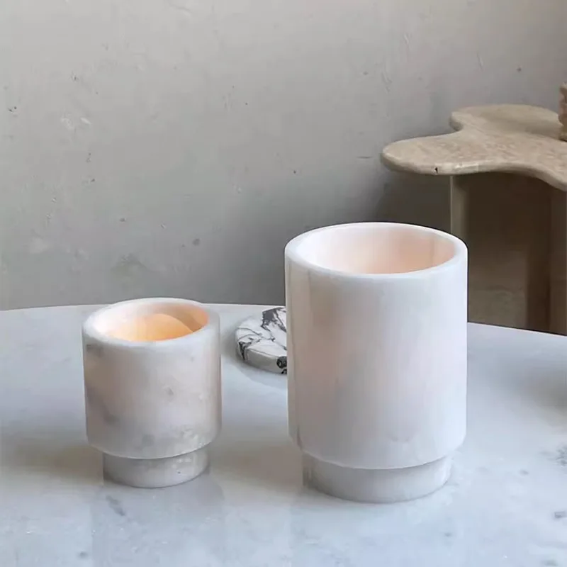 

Romantic French natural marble candlestick designer model room living room bedroom hotel restaurant atmosphere decoration