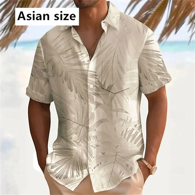 

Spring & Summer Men's Hawaiian Shirt 3D Printed Lapel Unisex Fashion Short Sleeve Shirt Simple Pop Button Top