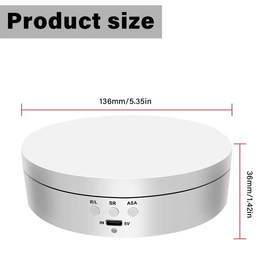Electric Rotating Base Display Stand 3 Speeds 360 Degree Turntable Jewelry Holder USB/Battery Powered Rotating Tray