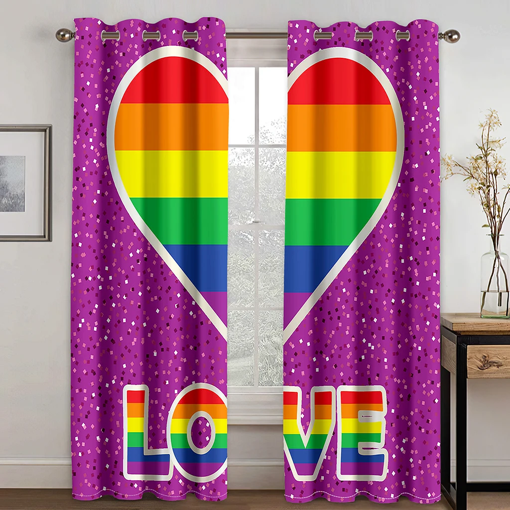 

Love pattern 3D digital print curtain balcony bedroom home environment beautification let your family full of love low light cur