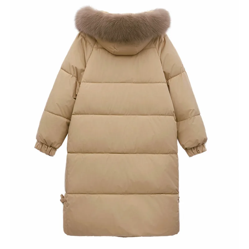 Winter Oversized Cotton-padded Jacket Women Pocket Clothing Warm Thick Long Parka Fur Collar Hooded Puffer Jacket Windproof Coat