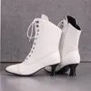 Women’s Steampunk Victorian Ankle Boots – Lace-Up High Heels, Pointed Toe, Thick Sole Short Boots 36