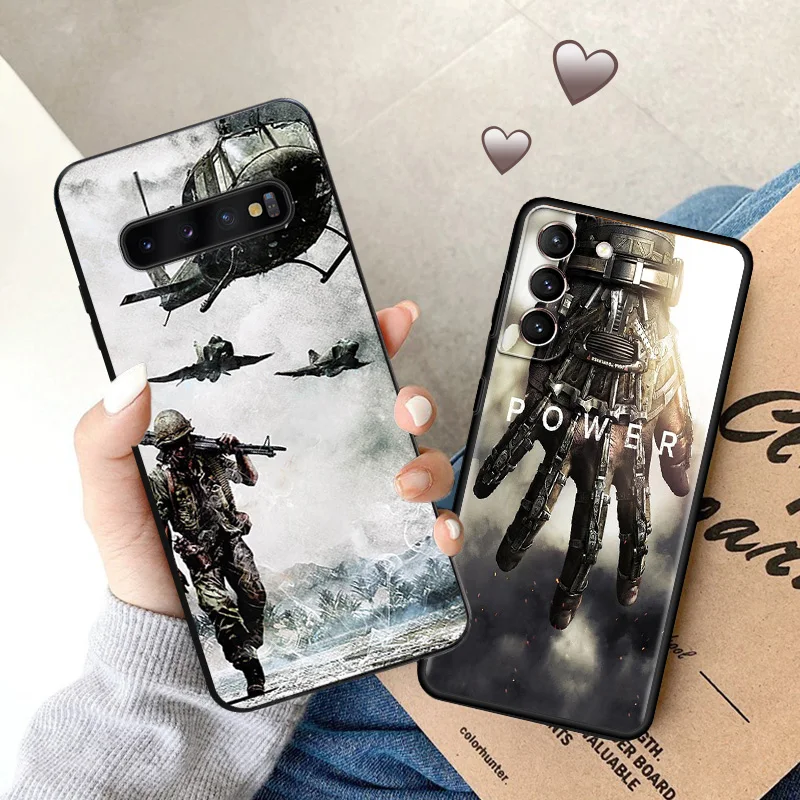 Soft Case for Samsung Galaxy S24 S23 S22 S21 S20 S10 Plus Ultra FE E Lite Army Soldier Power Matte Black Phone Cases Cover