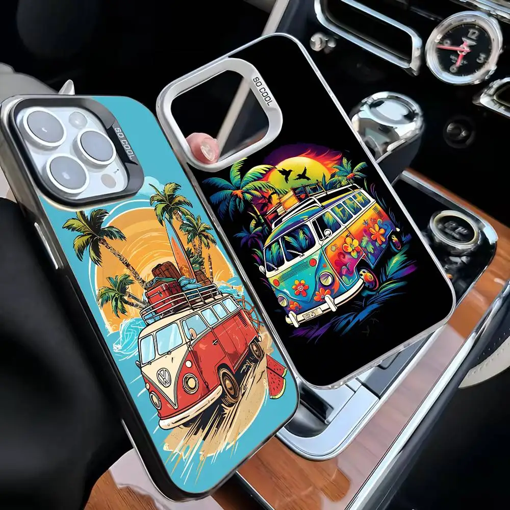 

Чехол для телефона Combi Van Surf для iPhone 17,16,15,14,13,12,11 Plus, Pro Max, черный матовый противоударный чехол